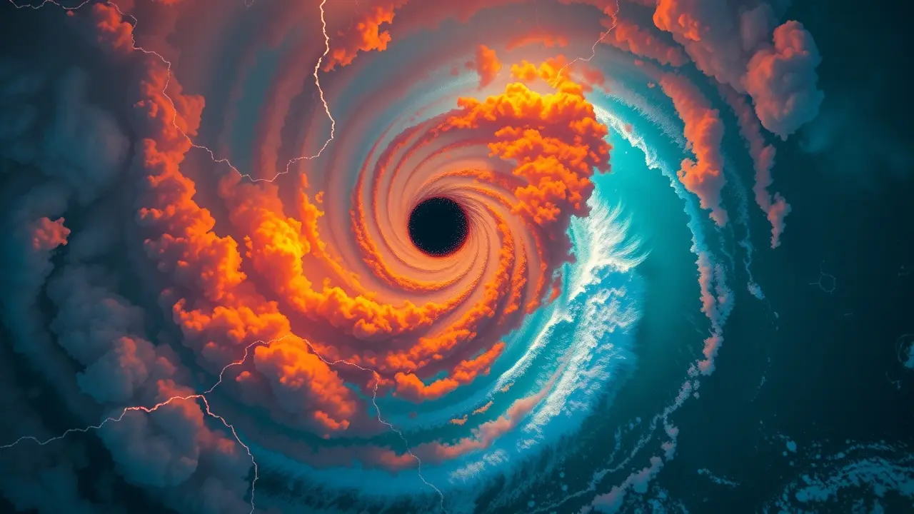 Sonhar com Ciclone Tropical: Descubra o Significado e as Interpretações Visão aérea de ciclone tropical.