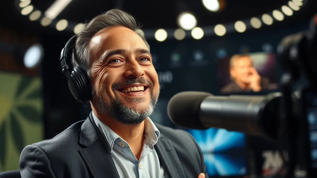 Sonhar com Cid Moreira: Descubra o Significado e as Interpretações! Homem sorrindo em estúdio de TV