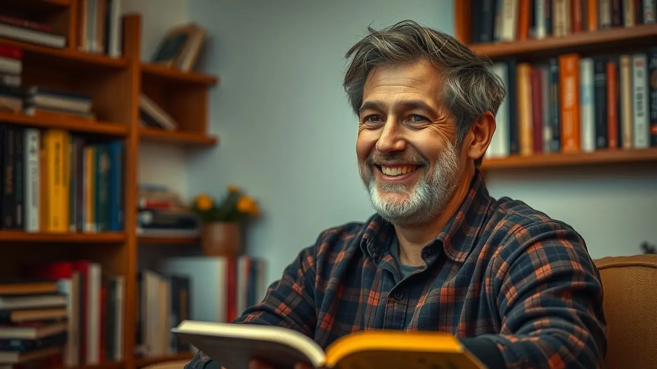 Sonhar com Cinquentão: Desvende os Mistérios e Significados Homem de cinquenta anos sorrindo em ambiente acolhedor