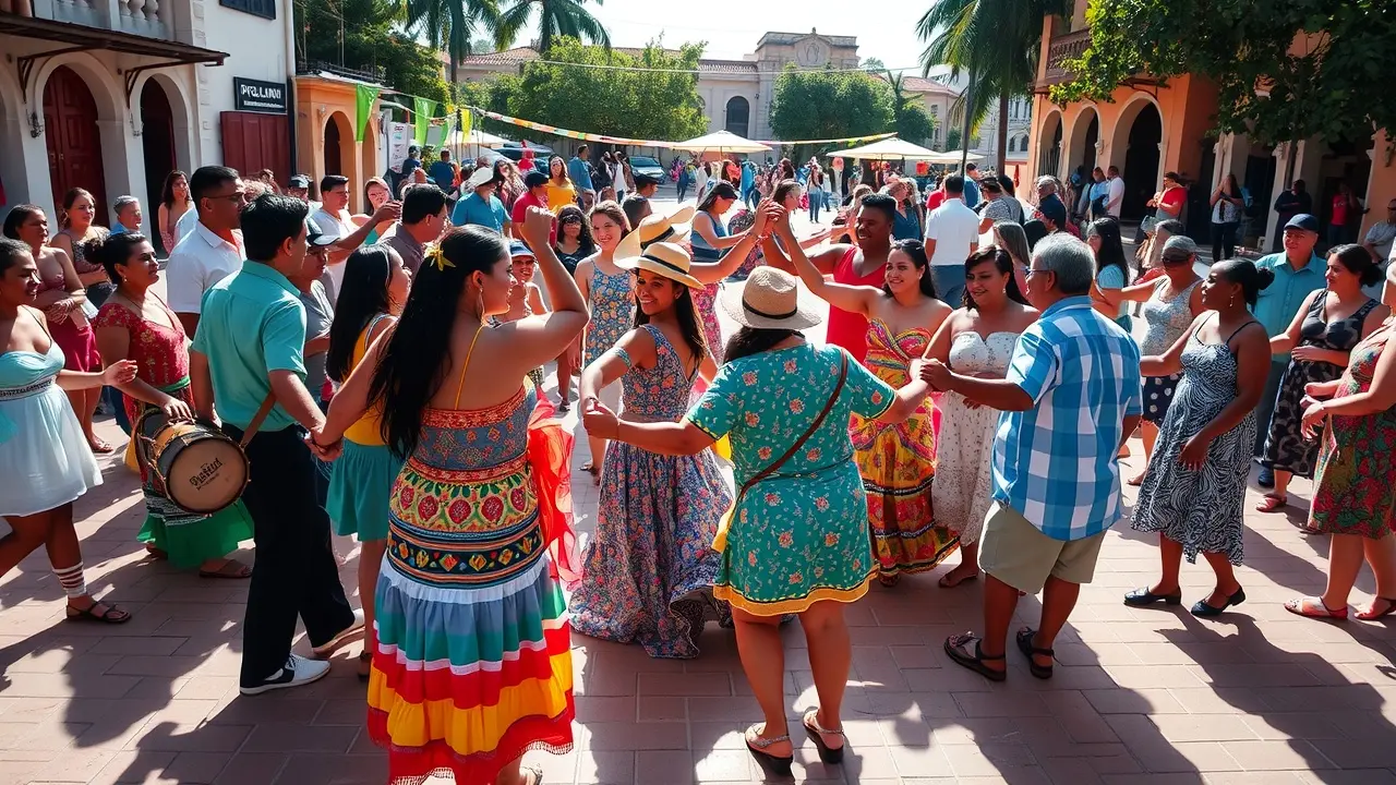 Sonhar com Ciranda: Desvendando Significados e Simbolismos Pessoas dançando ciranda em praça ensolarada