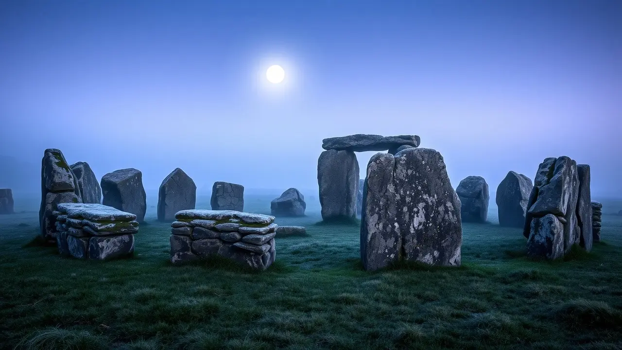 Círculo de pedra ao entardecer