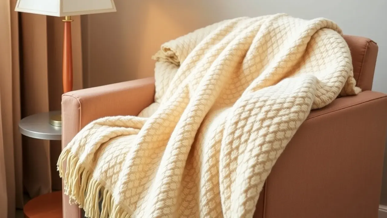Cobertor aconchegante em poltrona iluminada