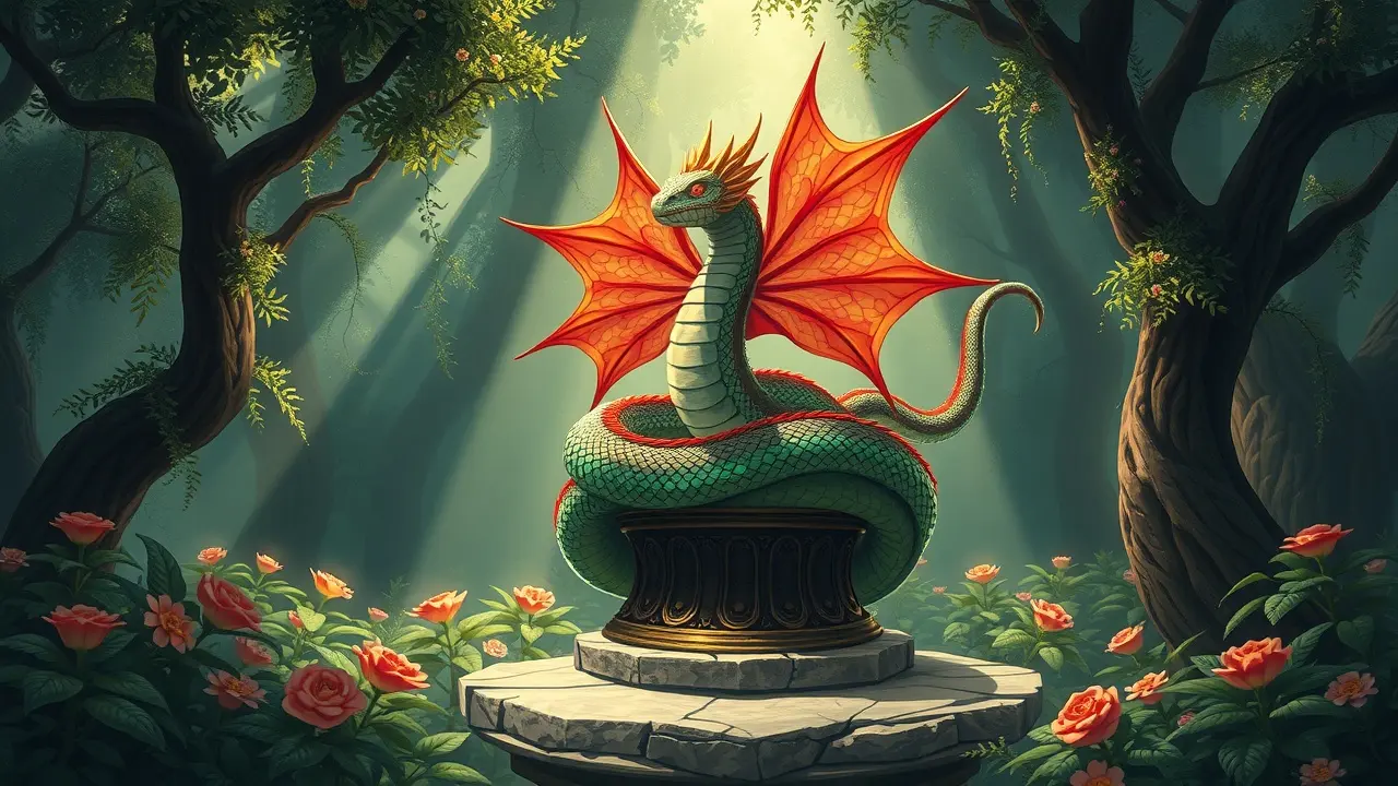 Ilustração de uma cocatrice mística