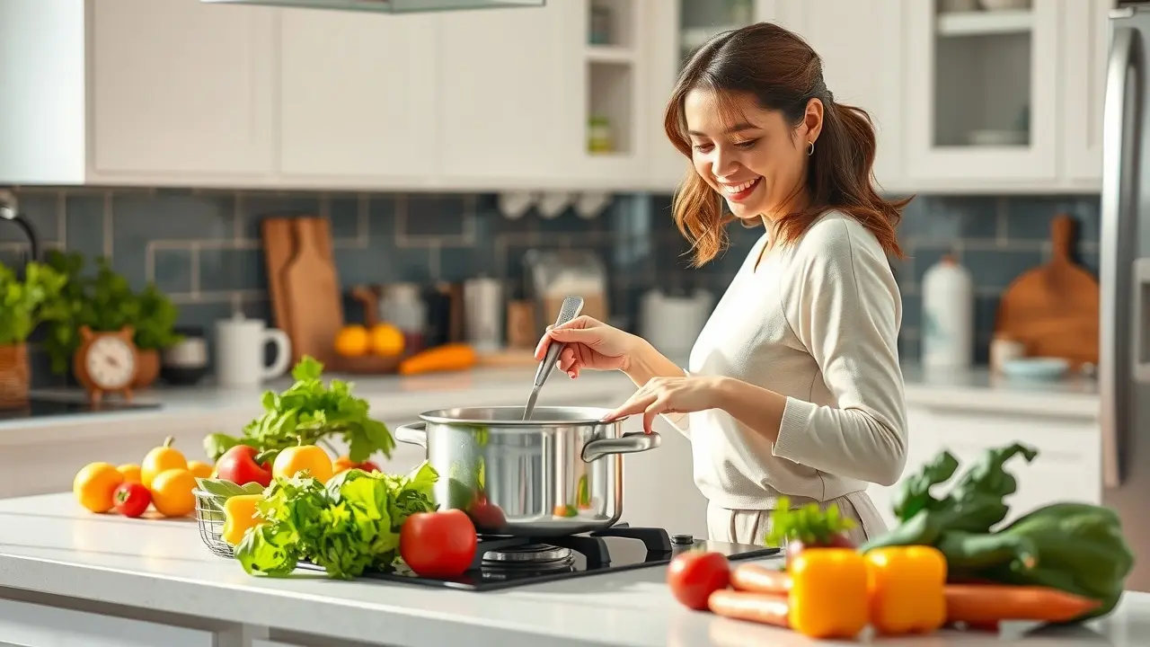 Sonhar com Cocção: Desvende os Significados Ocultos Pessoa cozinhando em cozinha iluminada
