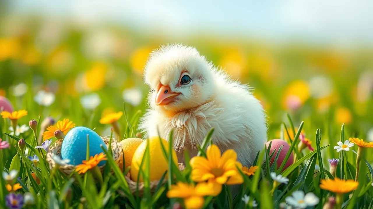 Significado de Sonhar com Coelhinho da Páscoa: Interpretações e Simbolismos Coelhinho da Páscoa com ovos coloridos e flores