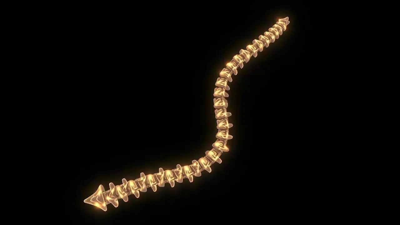 Coluna vertebral brilhante e etérea