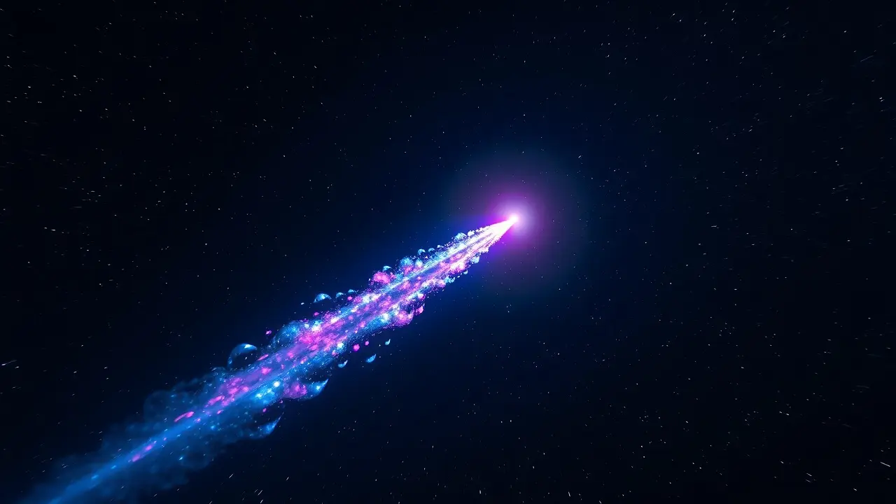 Cometa brilhante cruzando o céu noturno