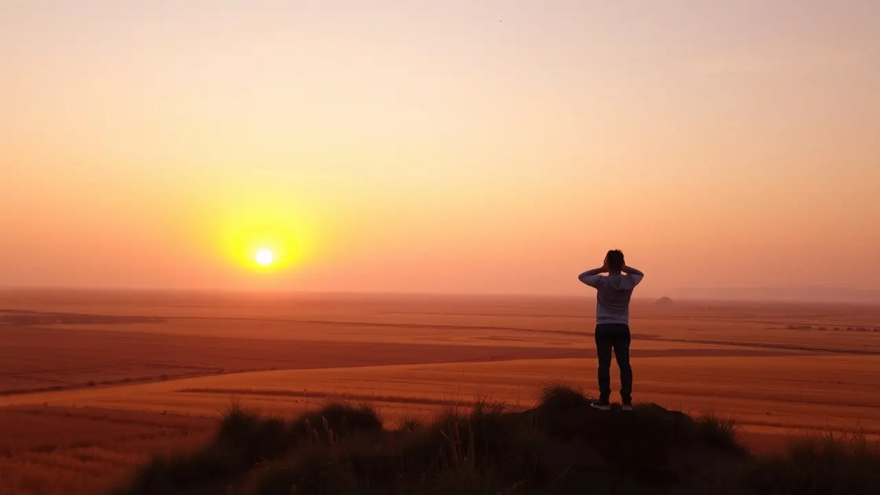 Sonhar com Completude: Descubra o Significado Profundo Pessoa contemplando paisagem ao amanhecer, representando a completude