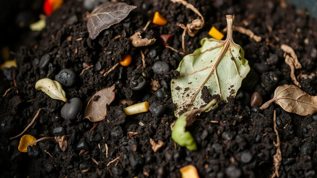 Compostagem rica e escura.