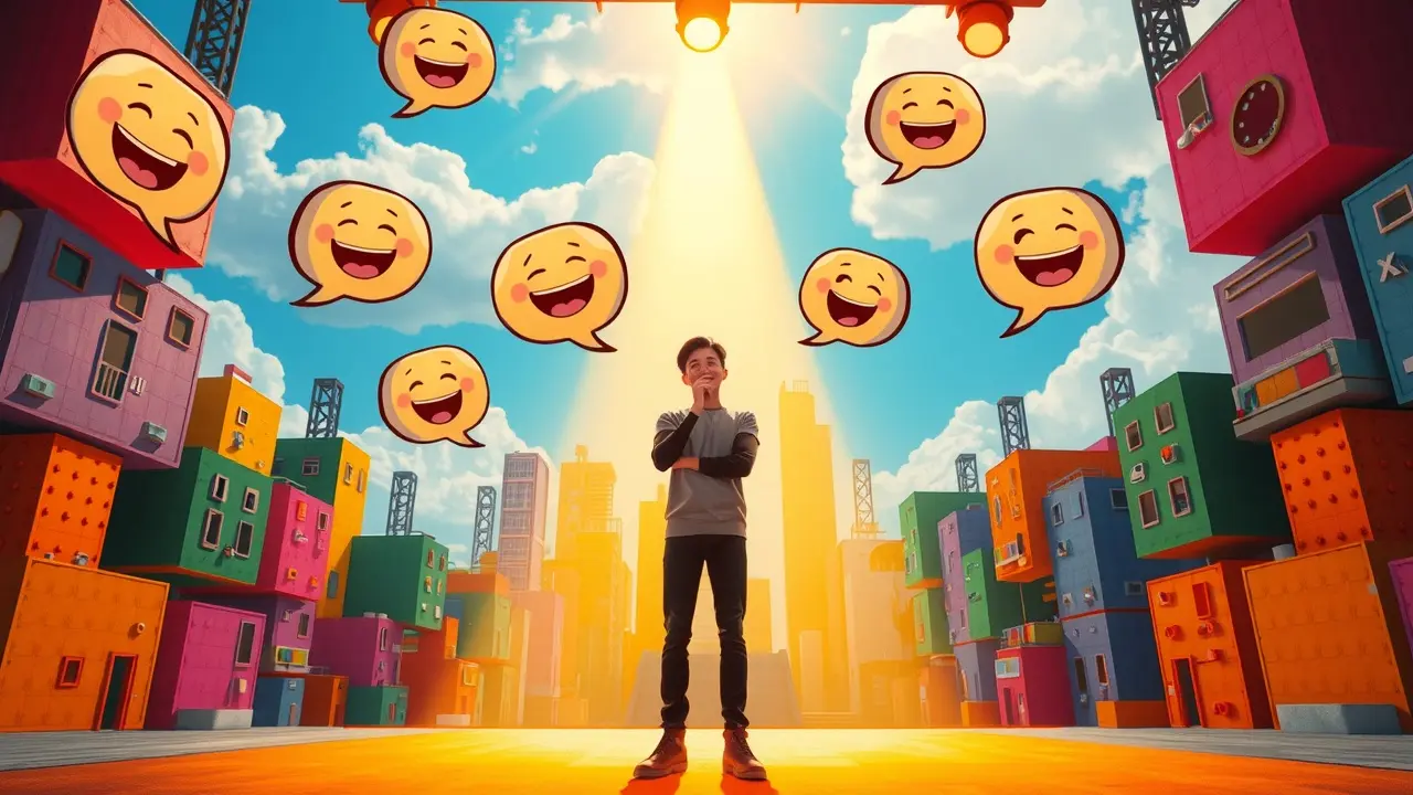 Sonhar com Comédia: Descubra os Significados Ocultos e Mensagens Subconscientes Sonhador em palco de comédia cercado por risos.