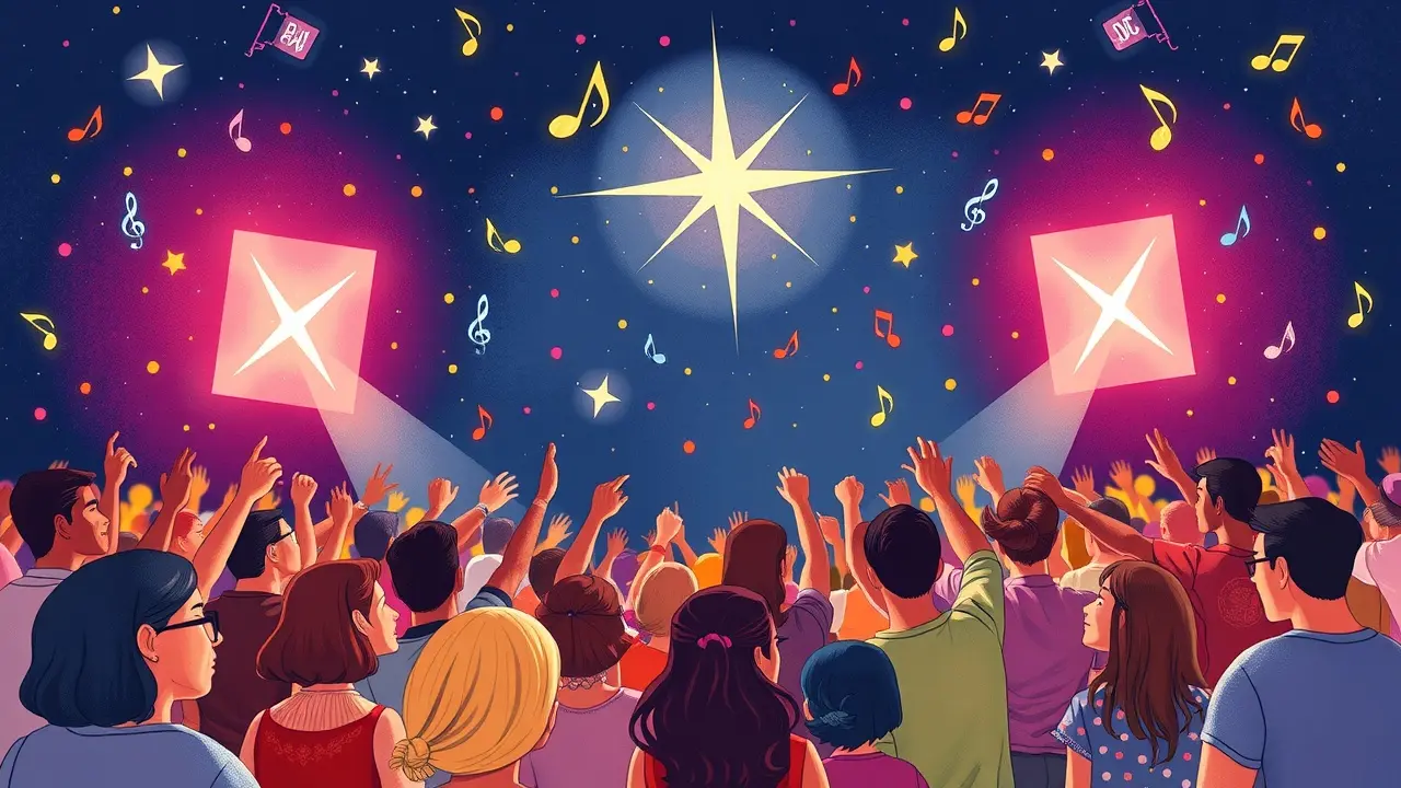 Multidão alegre em concerto musical