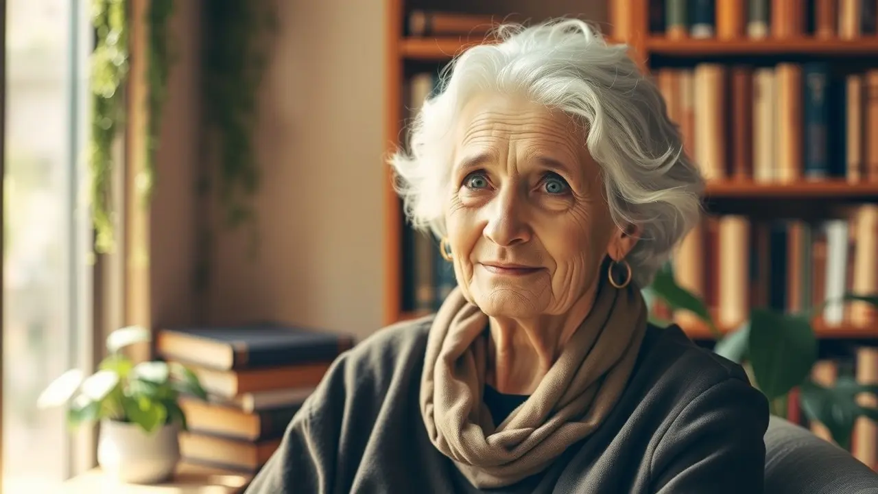 Mulher idosa sábia oferecendo conselhos