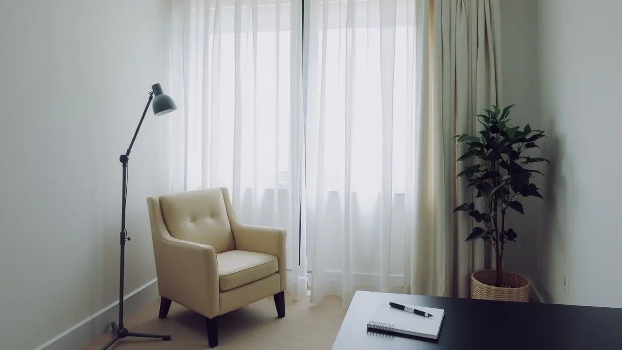 Sala de consulta acolhedora e iluminada