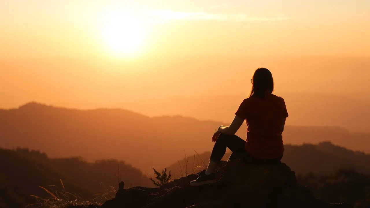 Sonhar com Contemplação: Desvende os Significados e Simbolismos Pessoa contemplando paisagem ao pôr do sol