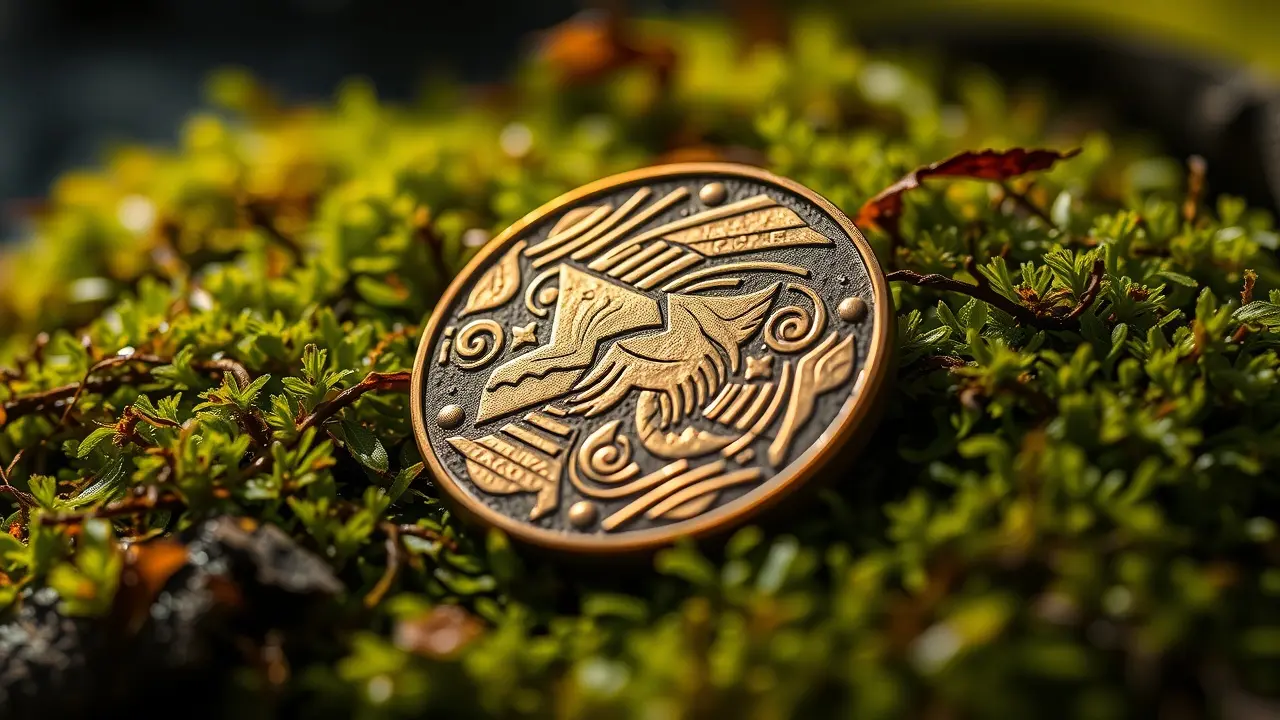Sonhar com Cobre: Descubra os Significados e Interpretações Moeda de cobre brilhante sobre musgo