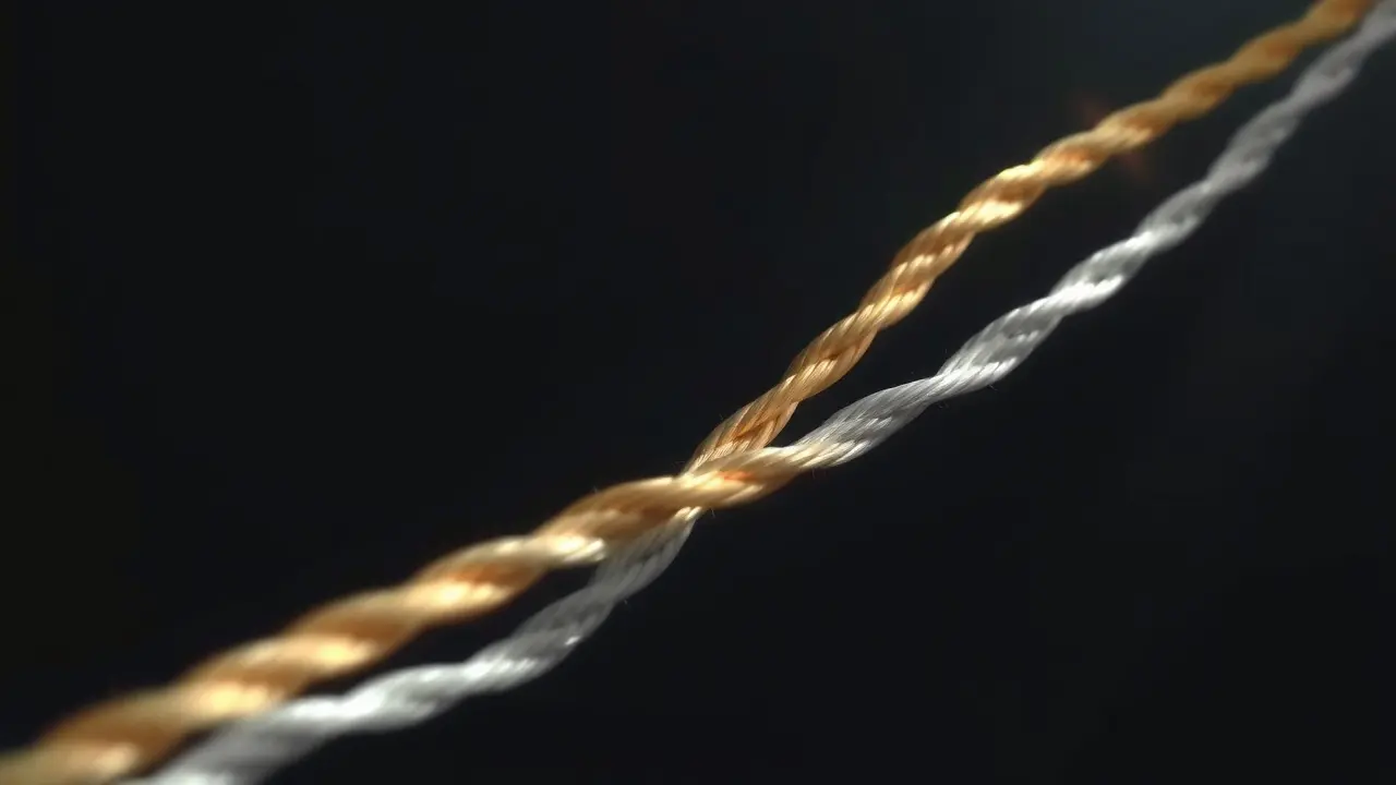 Cordões dourado e prateado entrelaçados