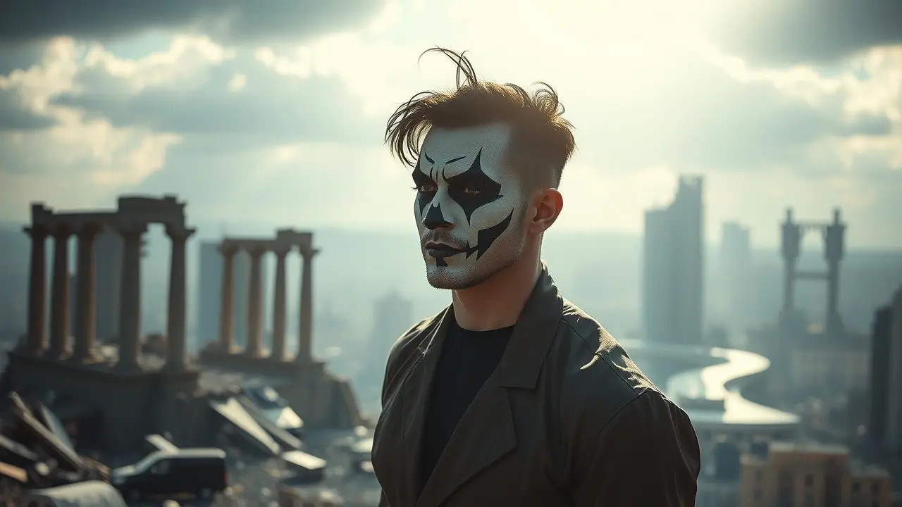 Sonhar com Coringa: Descubra o Significado e as Interpretações Homem maquiado como Coringa em pose reflexiva