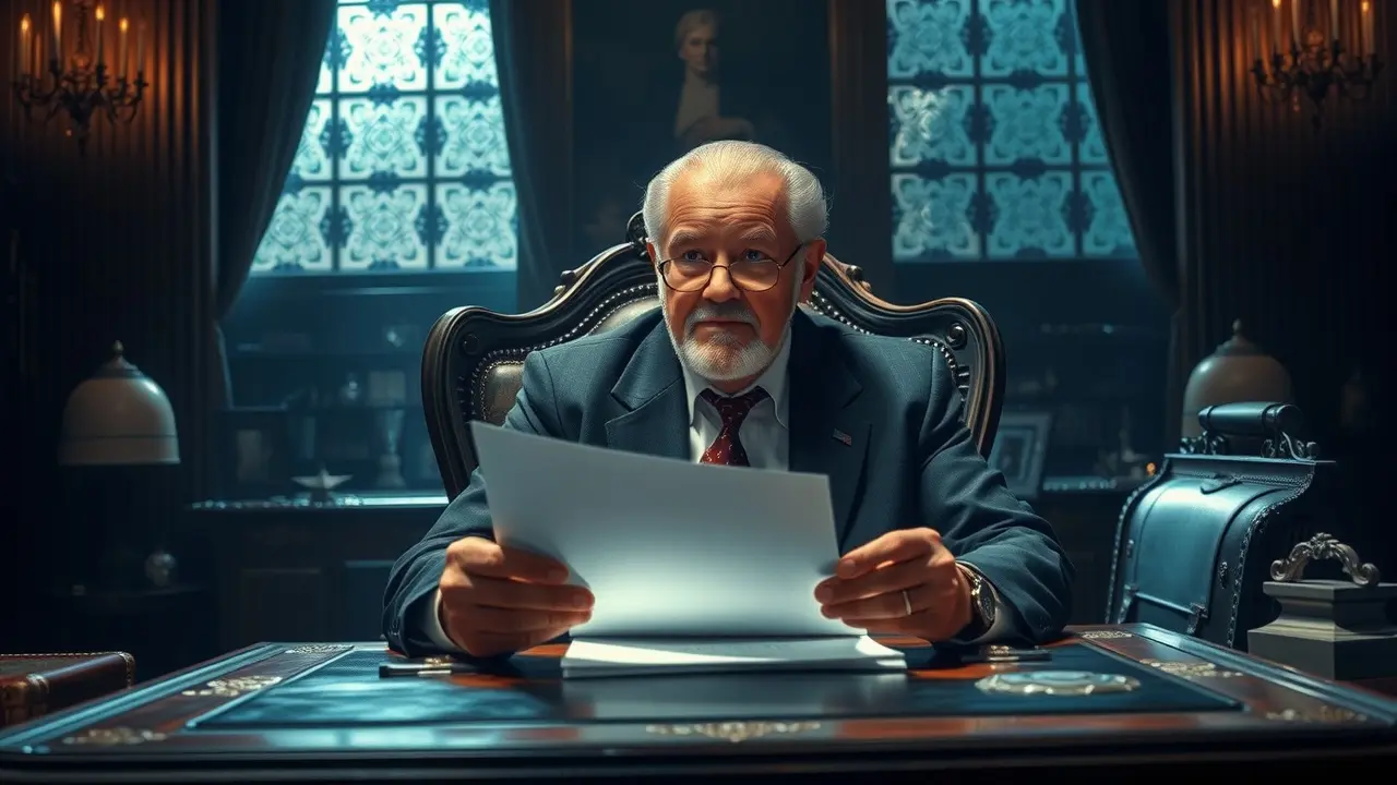 Sonhar com Corleone: Desvende os Significados Ocultos Homem poderoso refletindo em escritório sombrio