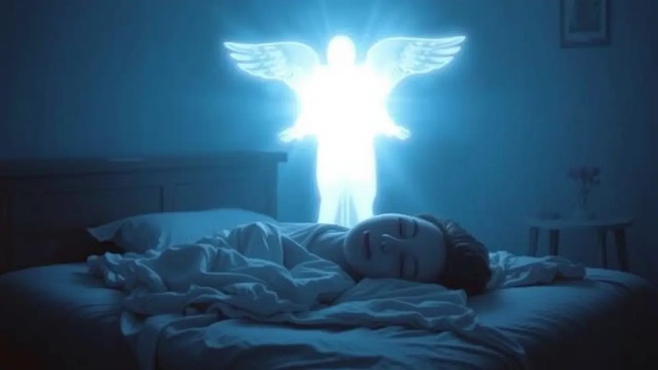 Corpo etéreo luminoso sobre corpo adormecido