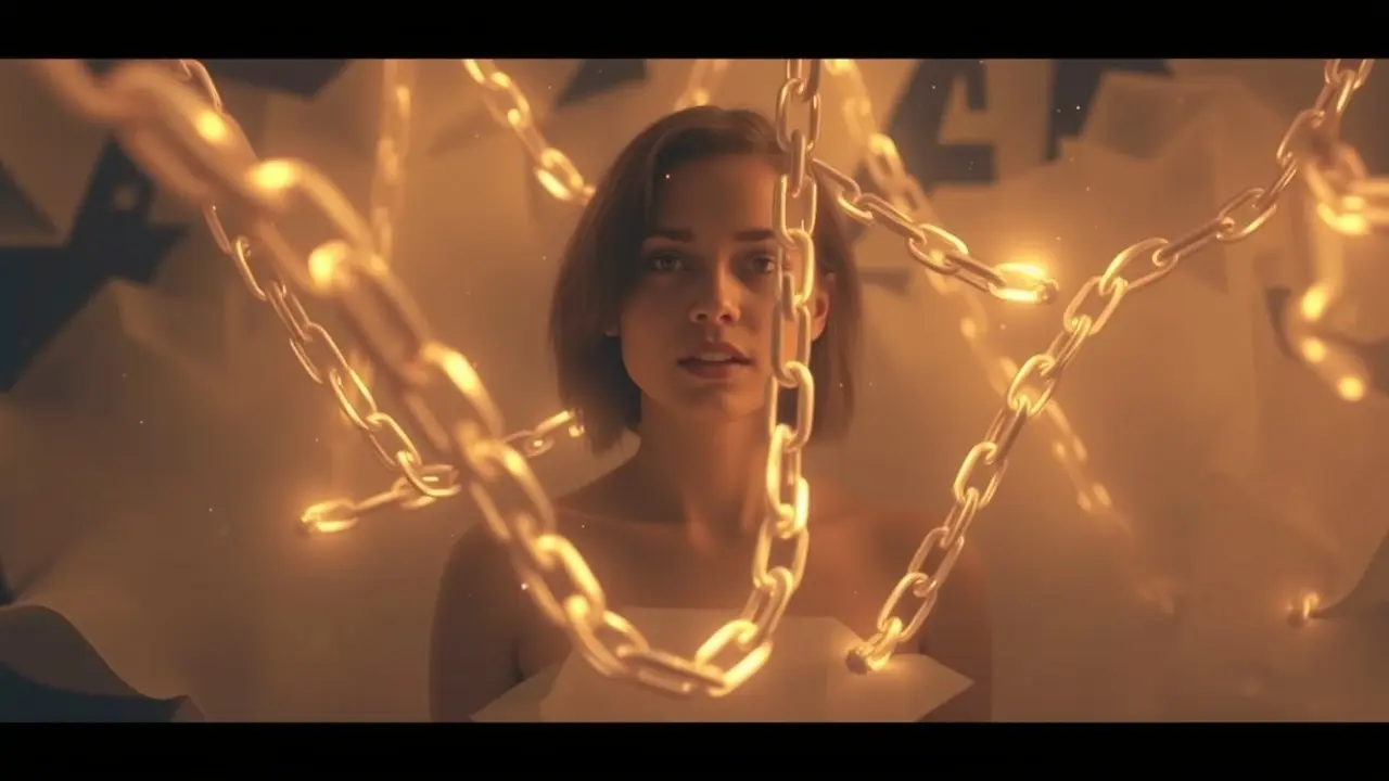 Sonhar com Corrente: Descubra os Significados e Interpretações Mulher se libertando de correntes brilhantes.