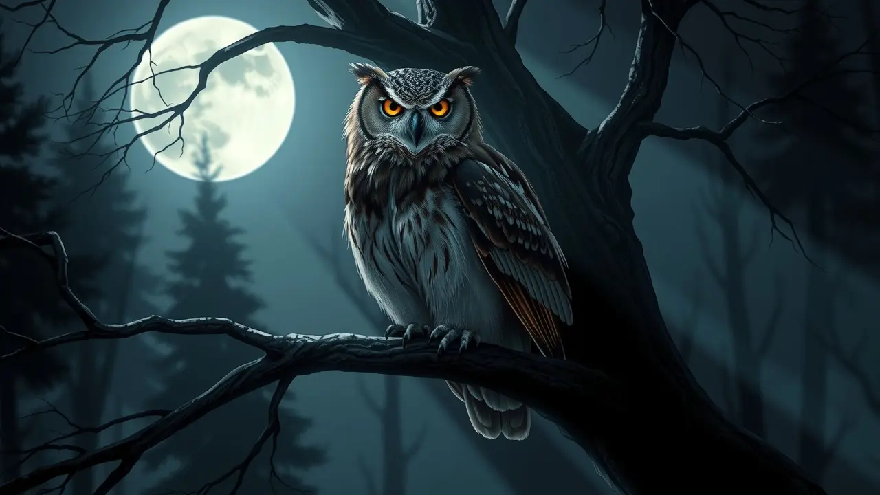 Significado de Sonhar com Coruja: Desvendando os Mistérios da Noite Coruja empoleirada em galho sob a luz do luar