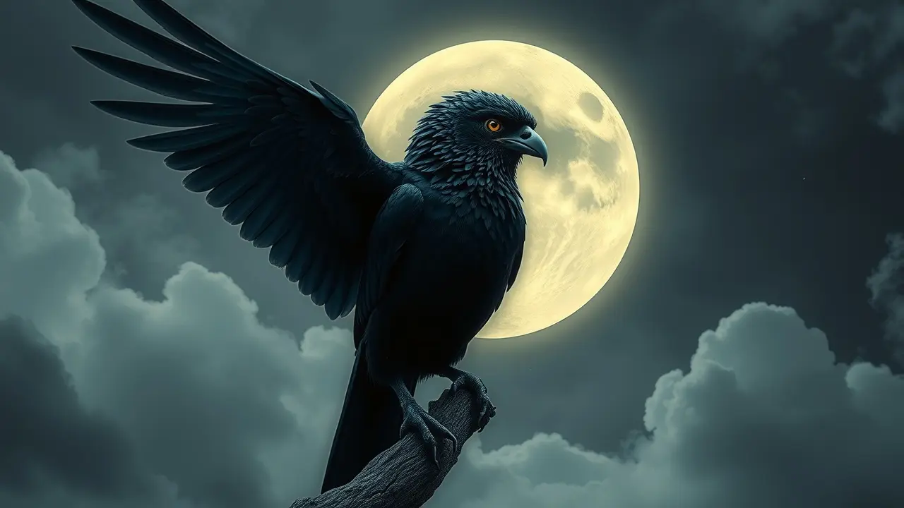 Sonhar com Corvo: Descubra o Significado e as Interpretações Corvo pousado em galho sob a luz da lua
