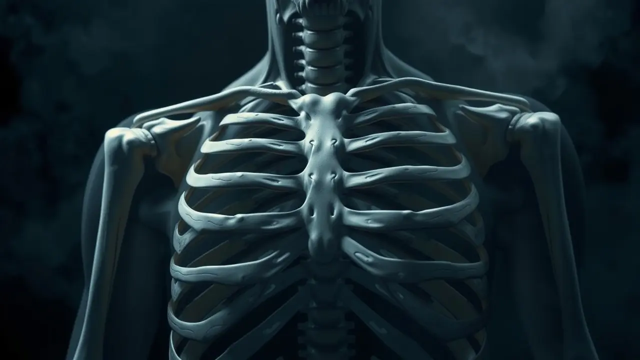 Imagem de costelas humanas representando proteção e vulnerabilidade.