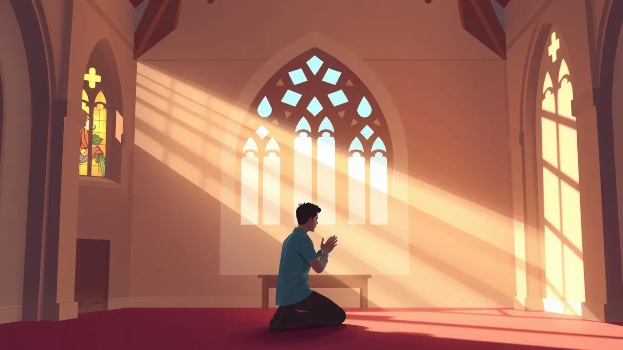 Significado de Sonhar com Crente: Decifre as Mensagens! Pessoa orando em capela, luz suave