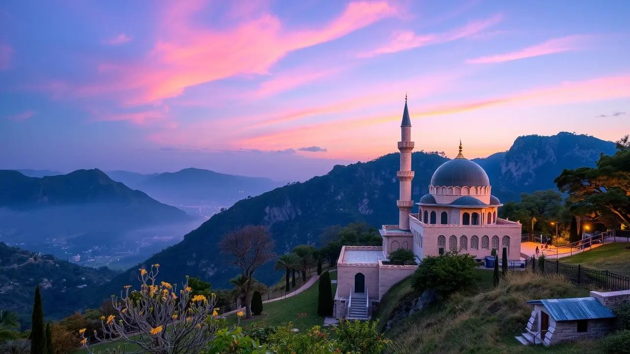 Sonhar com Crescente Islâmico: Descubra o Significado e as Interpretações Lua crescente islâmica dourada sobre montanhas ao amanhecer