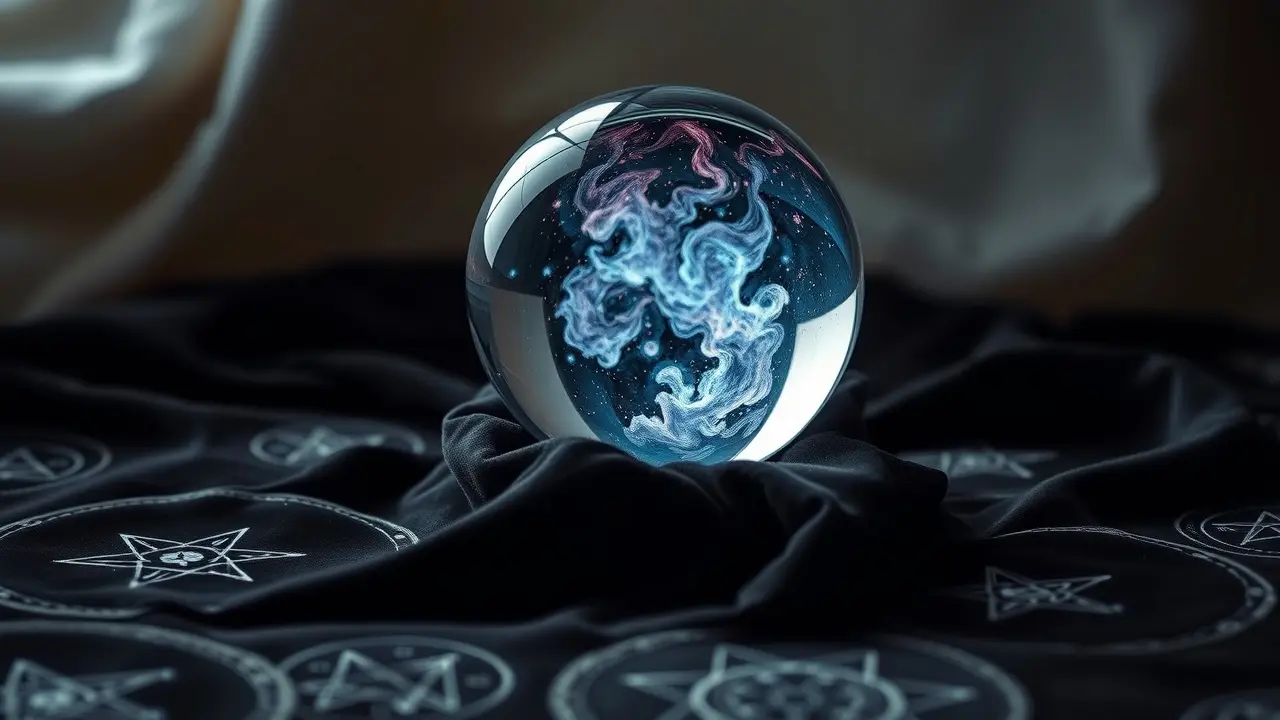 Sonhar com Cristalomancia: Desvende os Segredos Ocultos Bola de cristal refletindo nebulosas