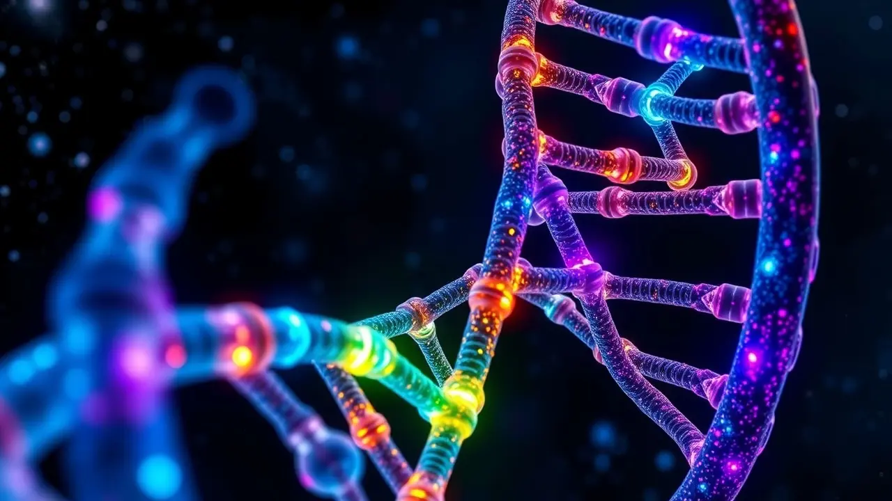 Cromossomo colorido em fundo espacial onírico