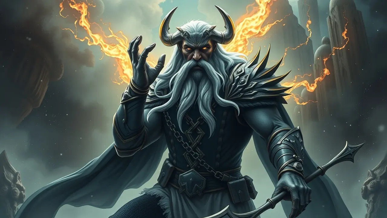 Cronos, deus do tempo, segurando foice