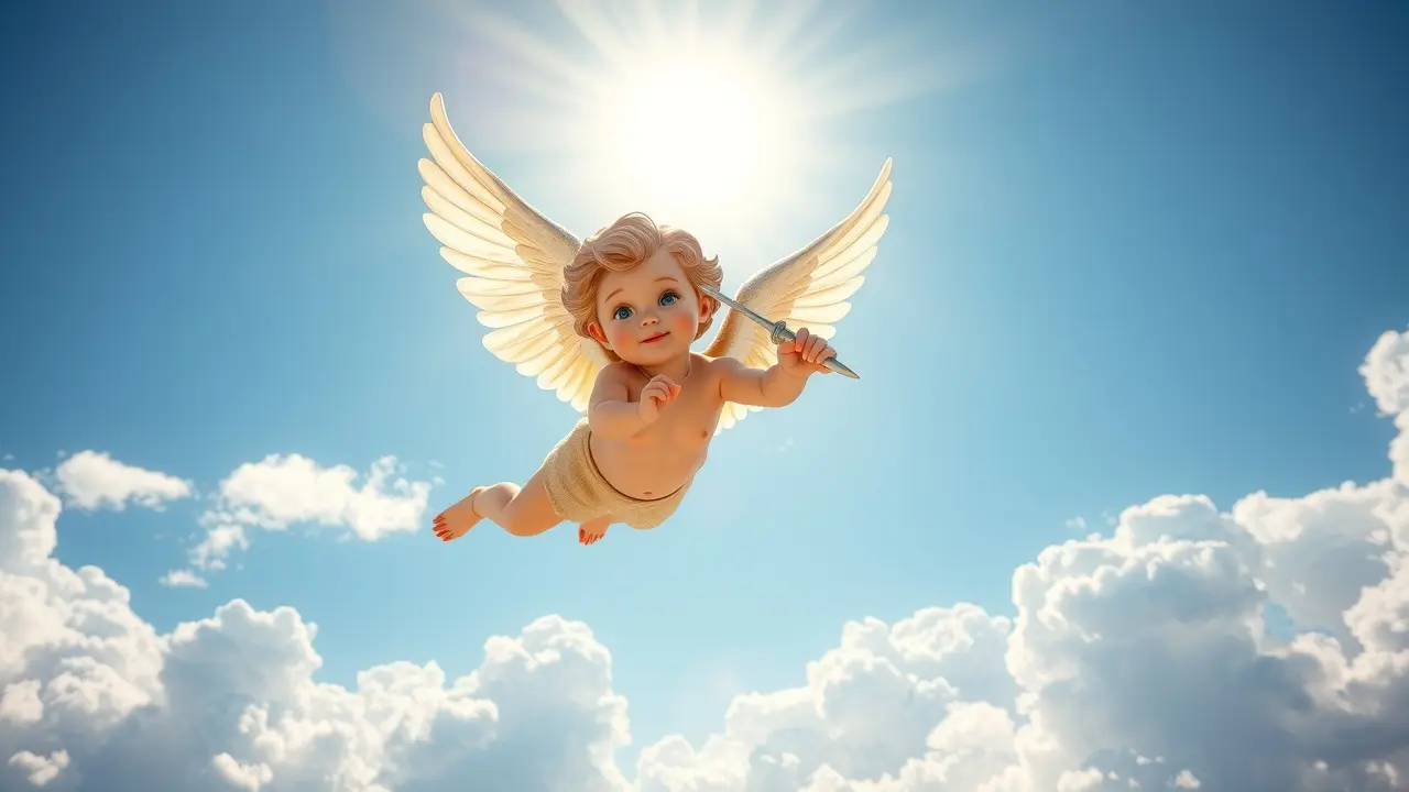 Cupido alado atirando flecha