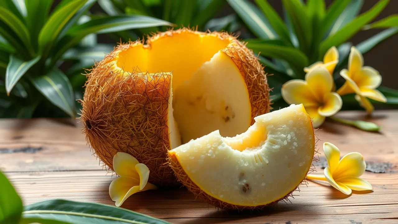 Cupuaçu aberto mostrando polpa