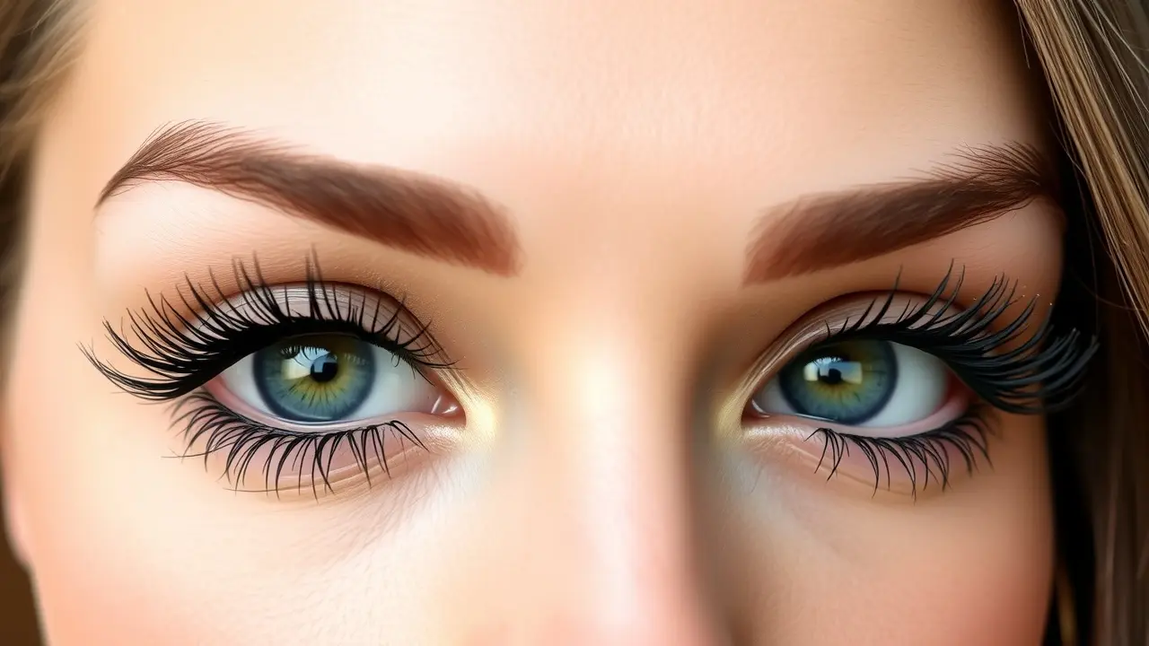 Mulher com cílios longos e escuros