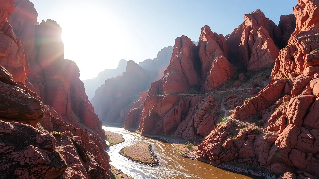 Visão panorâmica de um cânion ensolarado
