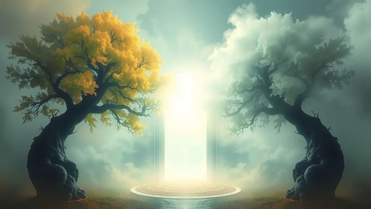 Significado de Sonhar com Daath: Desvendando o Portal do Conhecimento Portal de Daath representando conhecimento e escolhas.