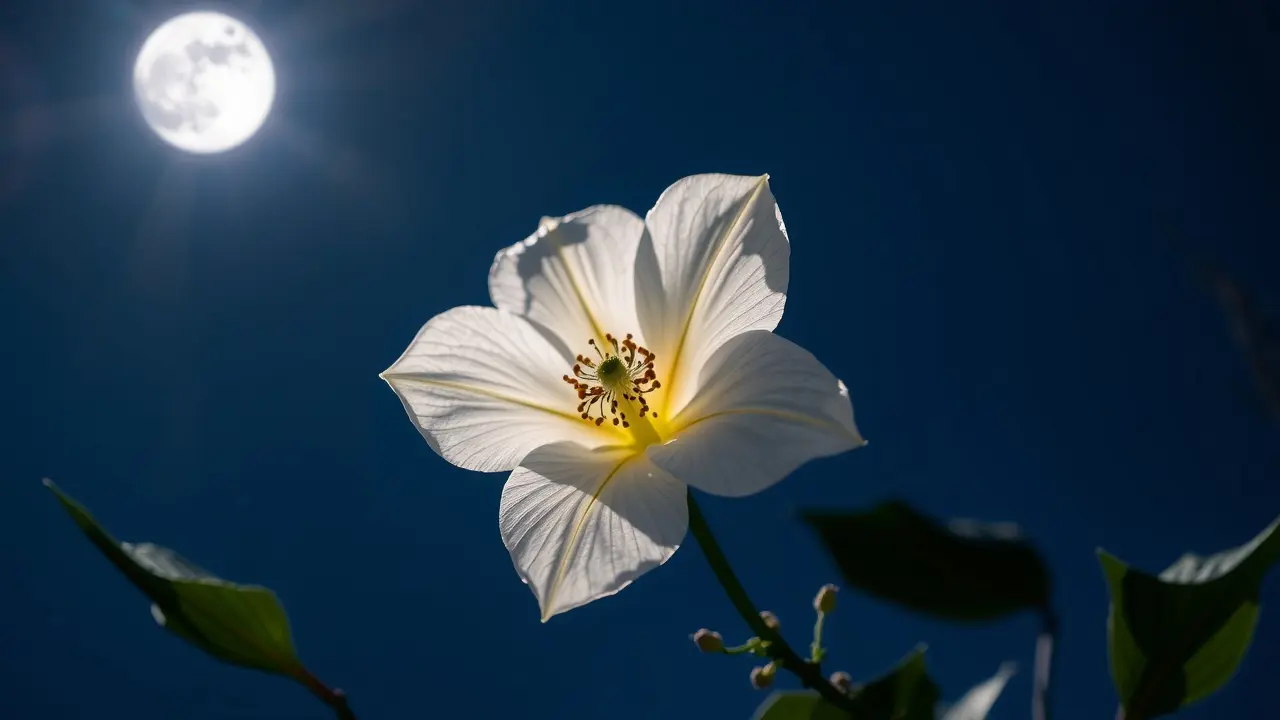 Dama-da-noite florindo à noite
