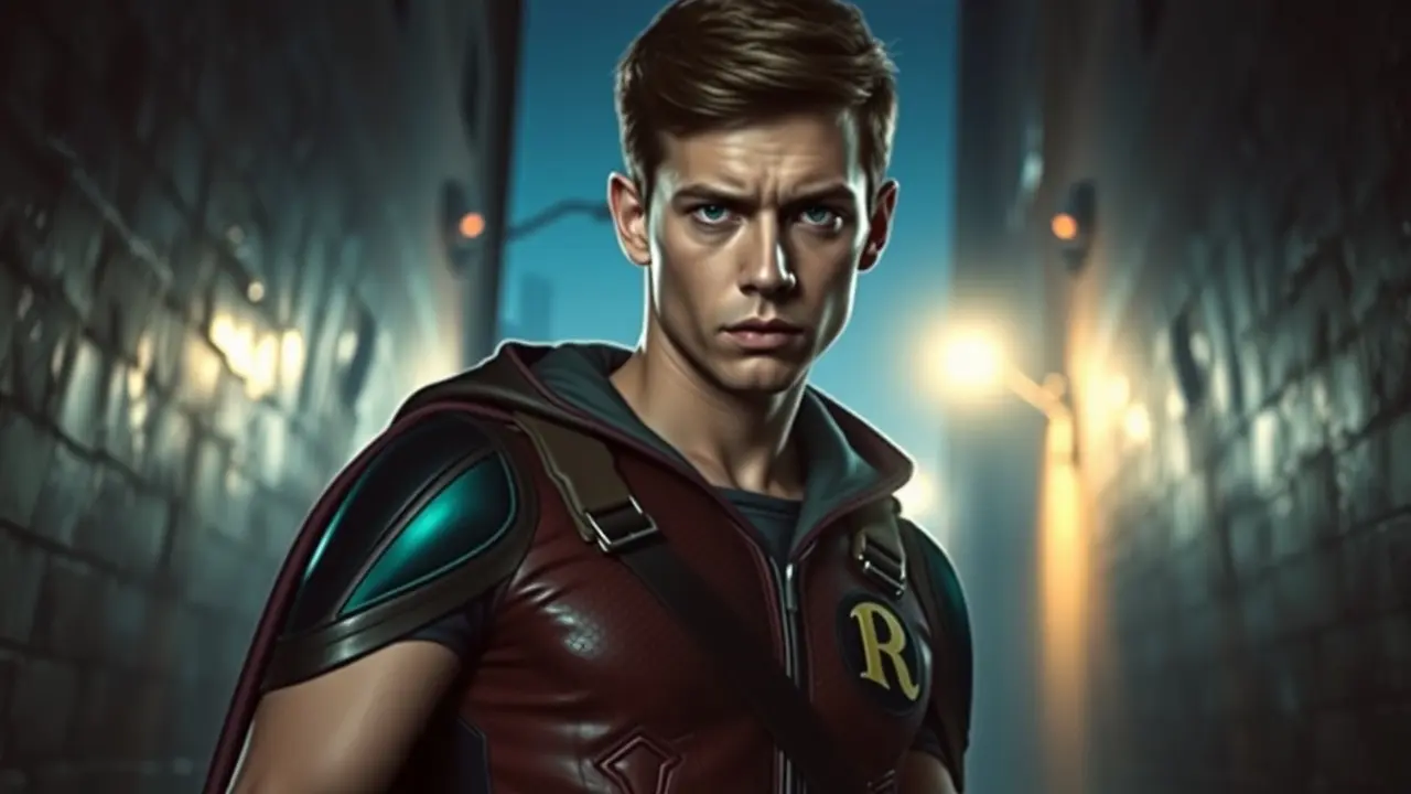 Significado de Sonhar com Damian Wayne: Desvendando o Mistério Jovem fantasiado de Robin em beco escuro.