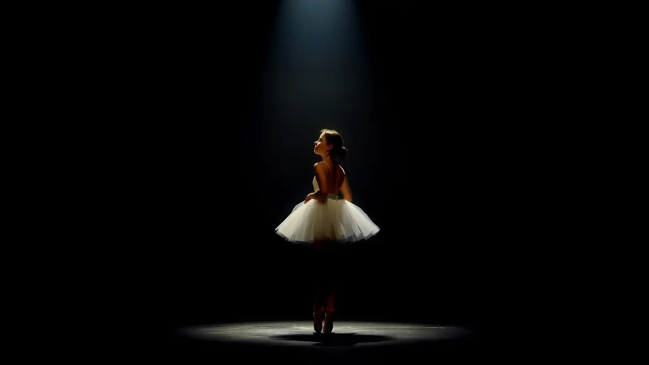Bailarina dançando sob a luz do palco