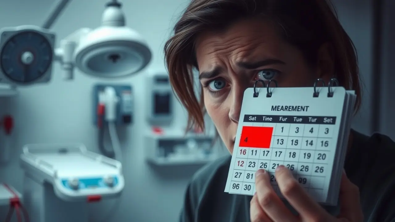 Pessoa ansiosa olhando calendário com data de consulta médica