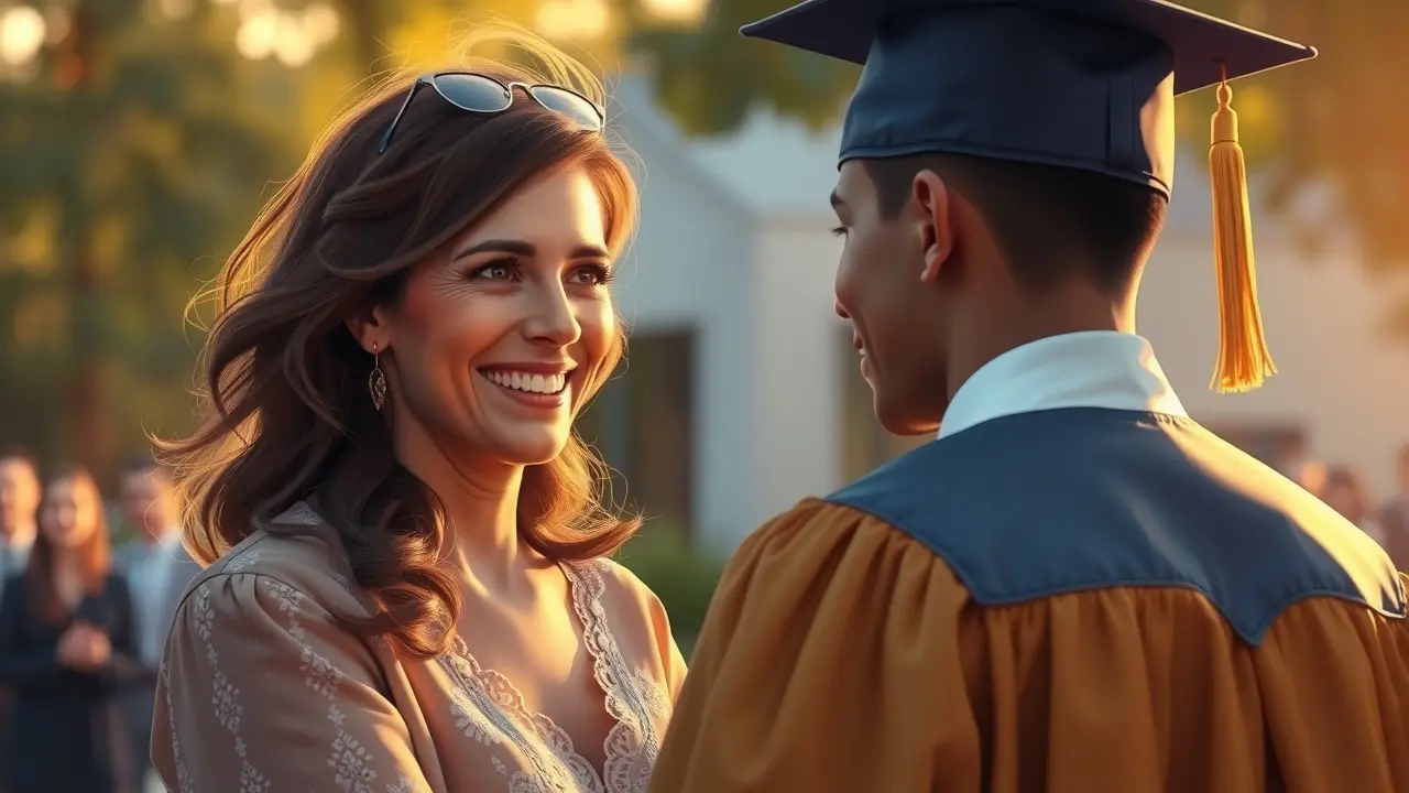 Sonhar com Data de Formatura do Filho: Descubra o Significado Mãe orgulhosa assiste à formatura do filho.