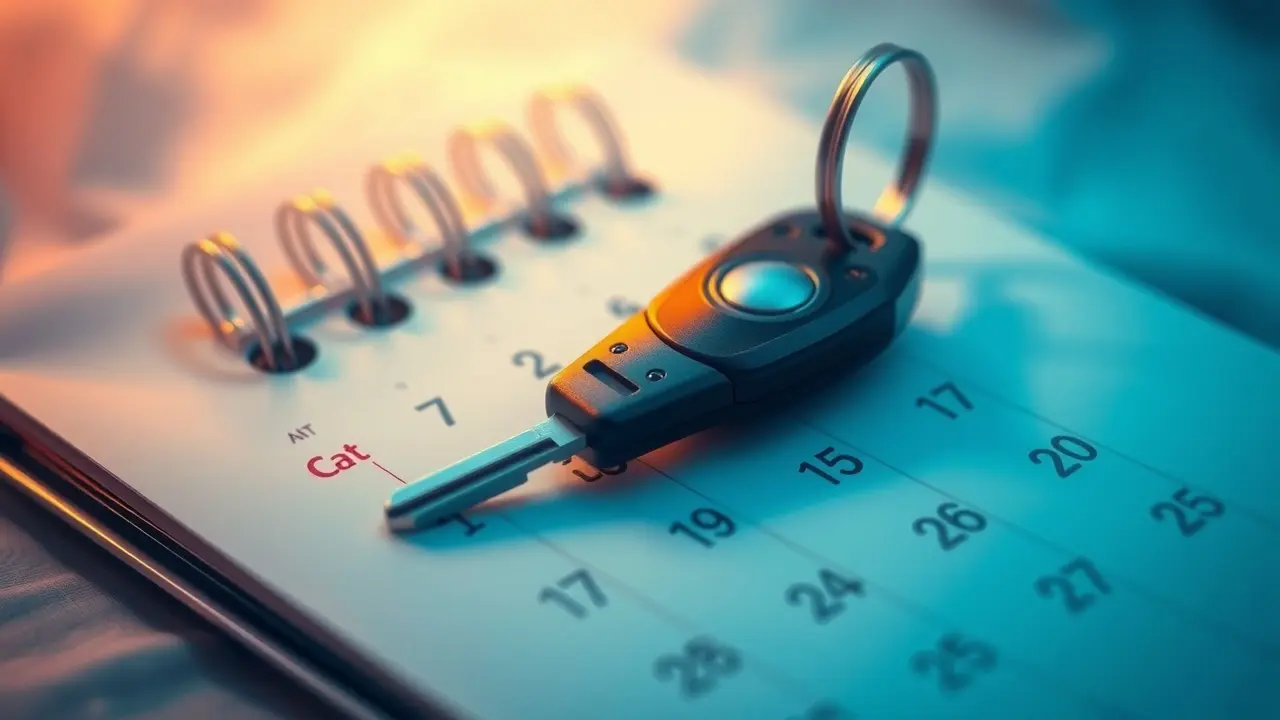 Calendário marcando data de licenciamento do veículo, simbolizando responsabilidades.