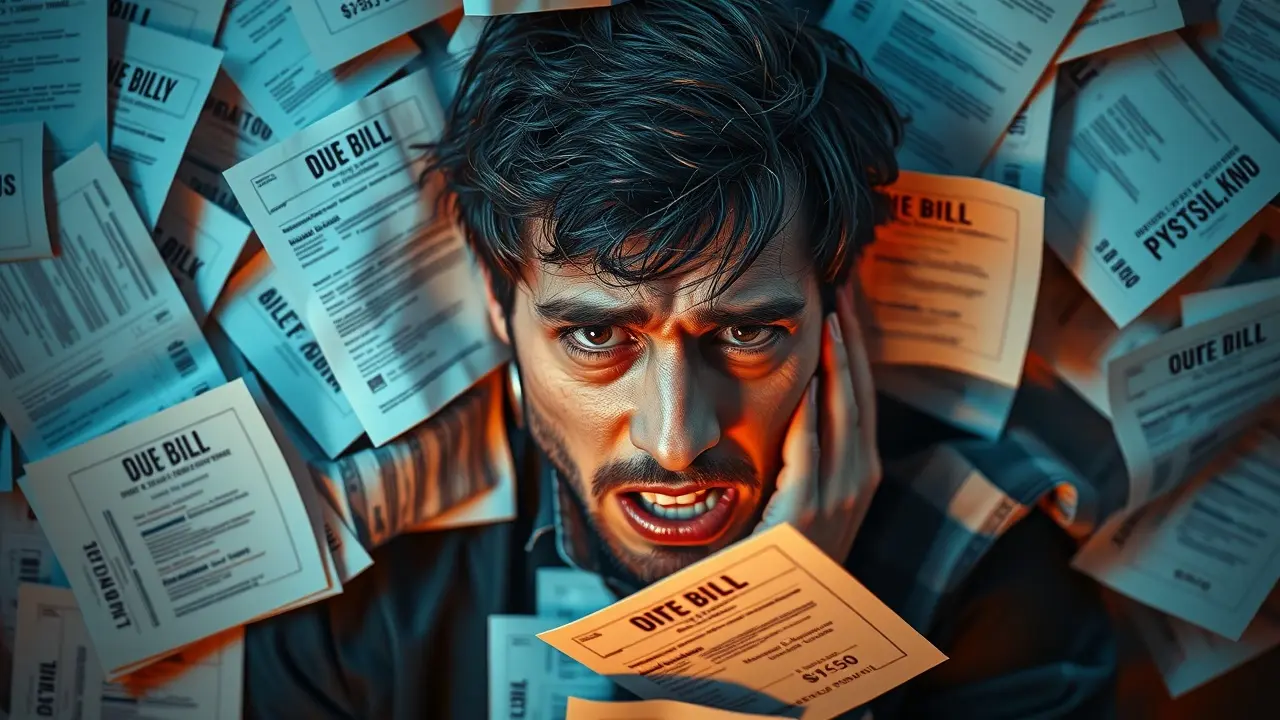 Sonhar com Data de Vencimento de Contas: Desvende o Significado Pessoa preocupada com contas a vencer.