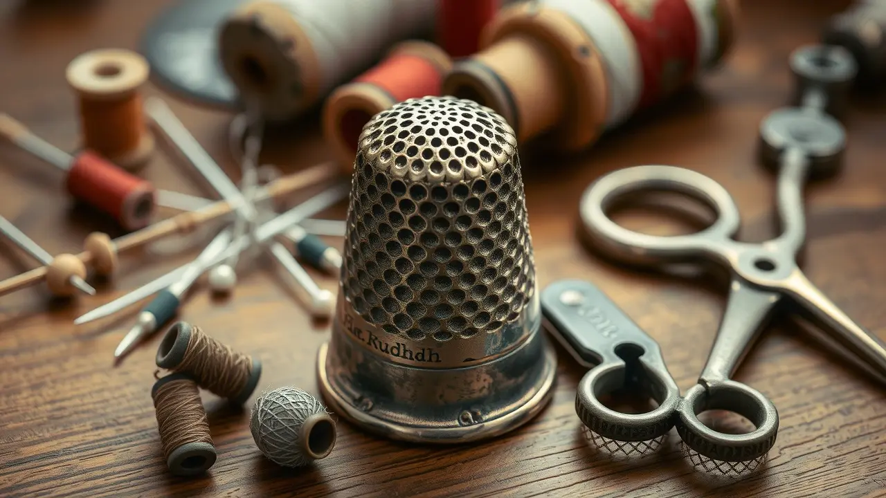 Sonhar com Dedal: Descubra os Significados e Interpretações Dedal de prata antigo sobre mesa de costura