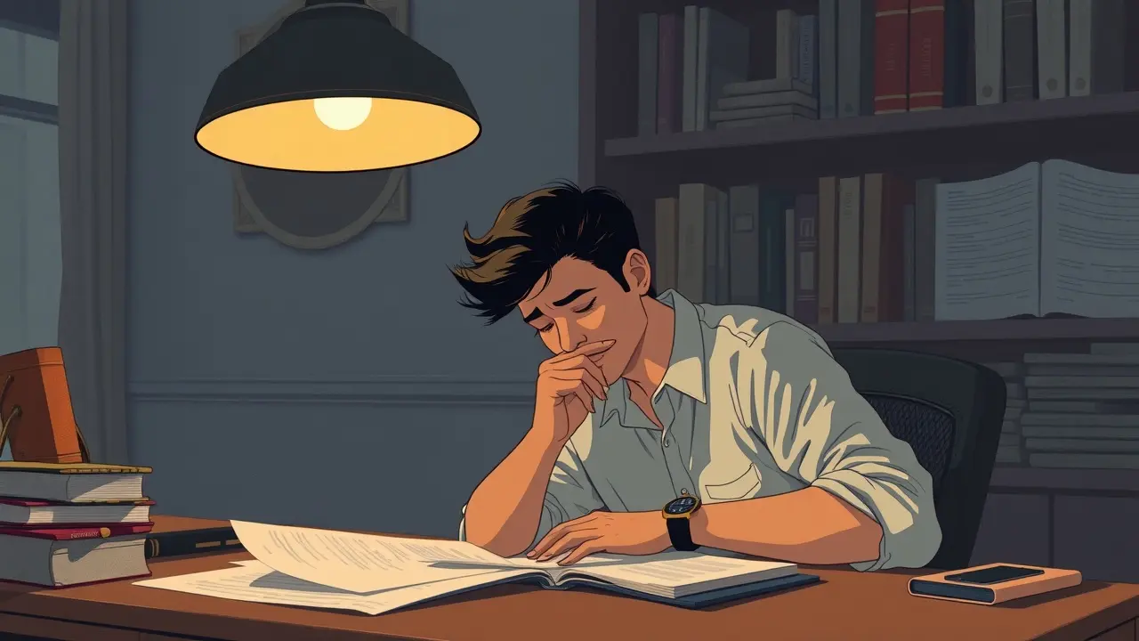 Sonhar com Deliberação: Decisões, Reflexões e o Que Isso Revela Pessoa ponderando sob a luz de uma lâmpada, refletindo decisões importantes.