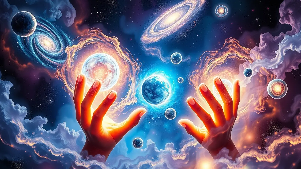 Sonhar com Demiurgo: Desvende os Mistérios da Criação Demiurgo cósmico moldando galáxias