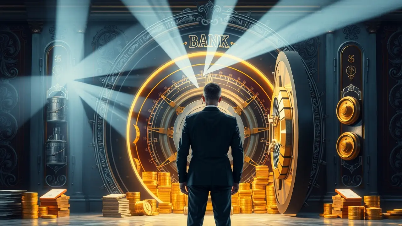 O Significado Profundo de Sonhar com Depósito: Descubra o Que o Inconsciente Revela Homem contemplando a prosperidade em um cofre.