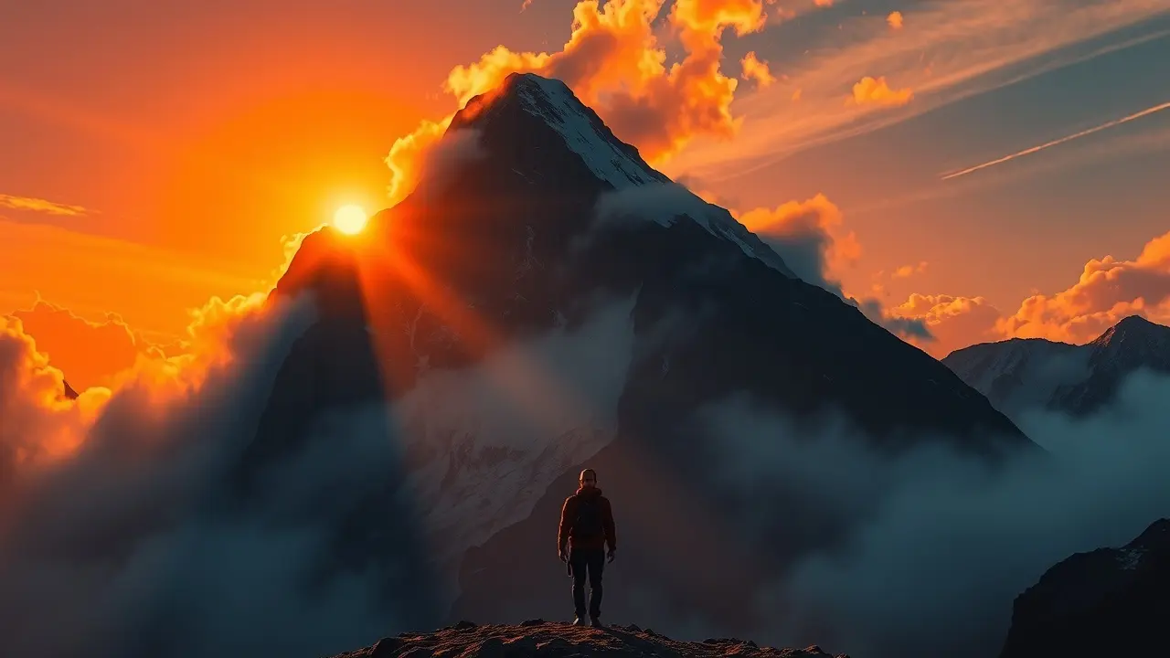 O Significado Profundo de Sonhar com Desafio: Uma Análise Detalhada Pessoa encarando montanha, simbolizando um desafio.