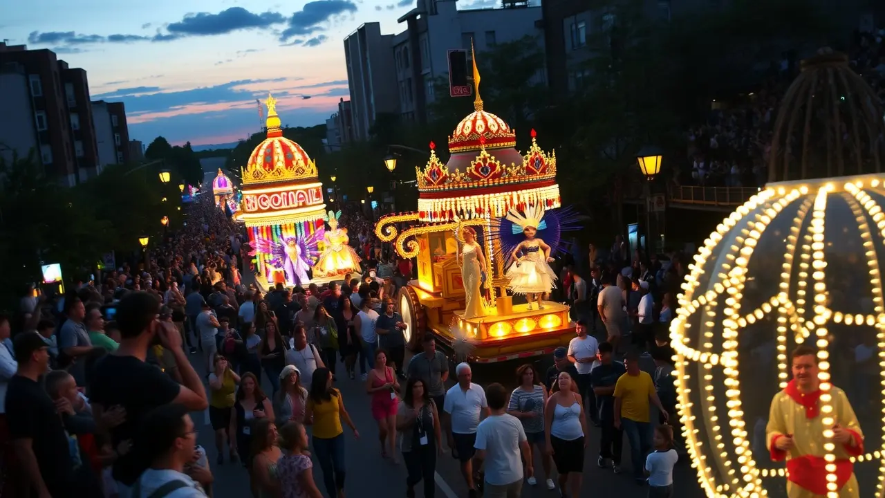 Sonho com desfile colorido.